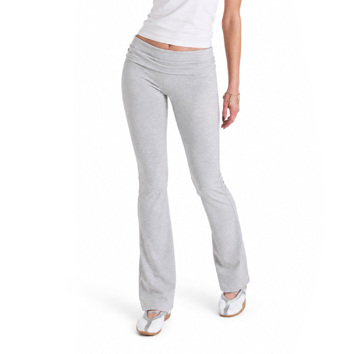 Arria Soft Jersey Foldover Flare Leggings Heather Gray / XL