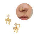 Arria 14K Gold Plated Bow Nose Stud – Cubic Zirconia Detailing