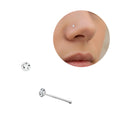 Arria Classic CZ Nose Bone Stud – White Gold Tone, Hypoallergenic, Secure Ball-End Design