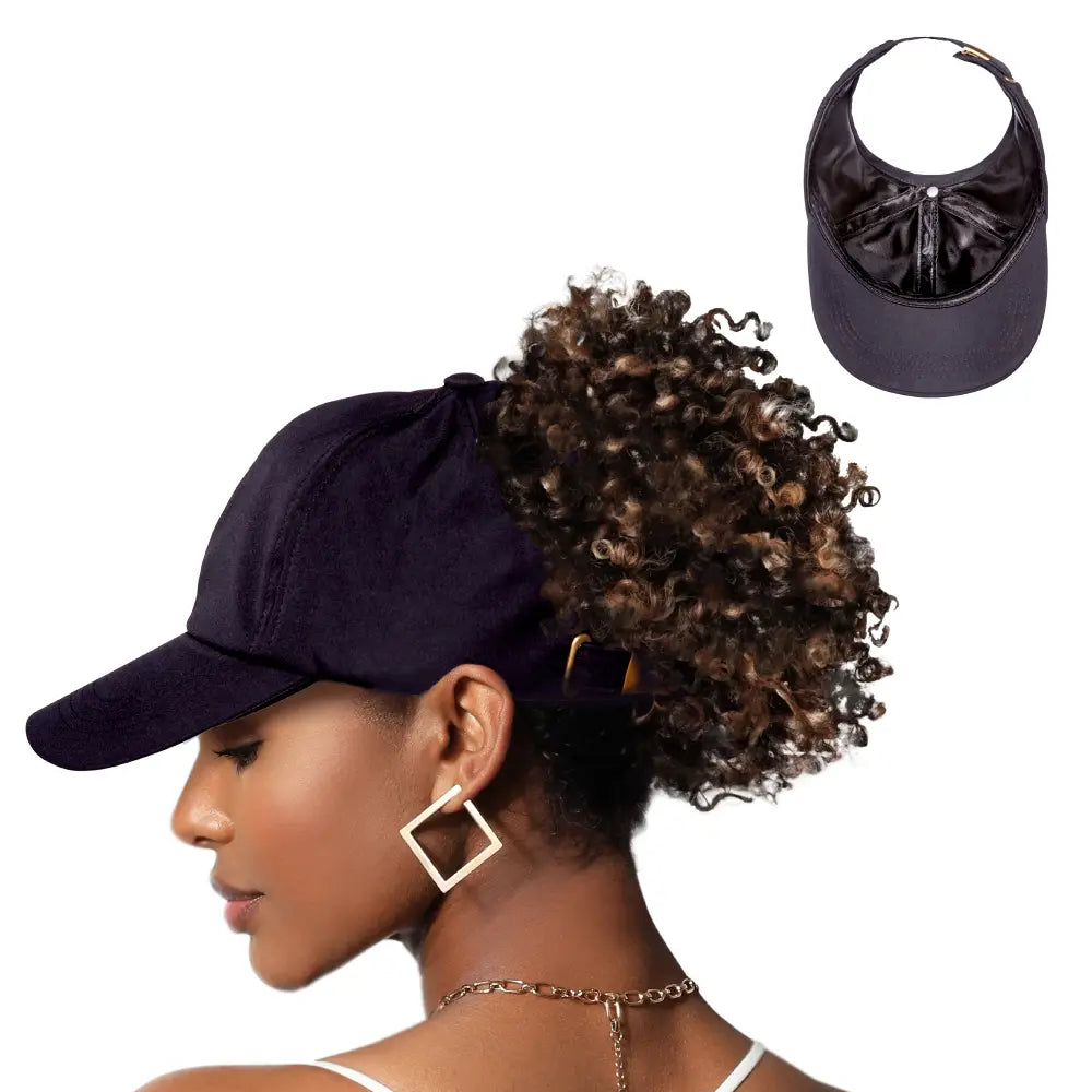 Arria Adjustable Satin Lined Backless Baseball Cap Black