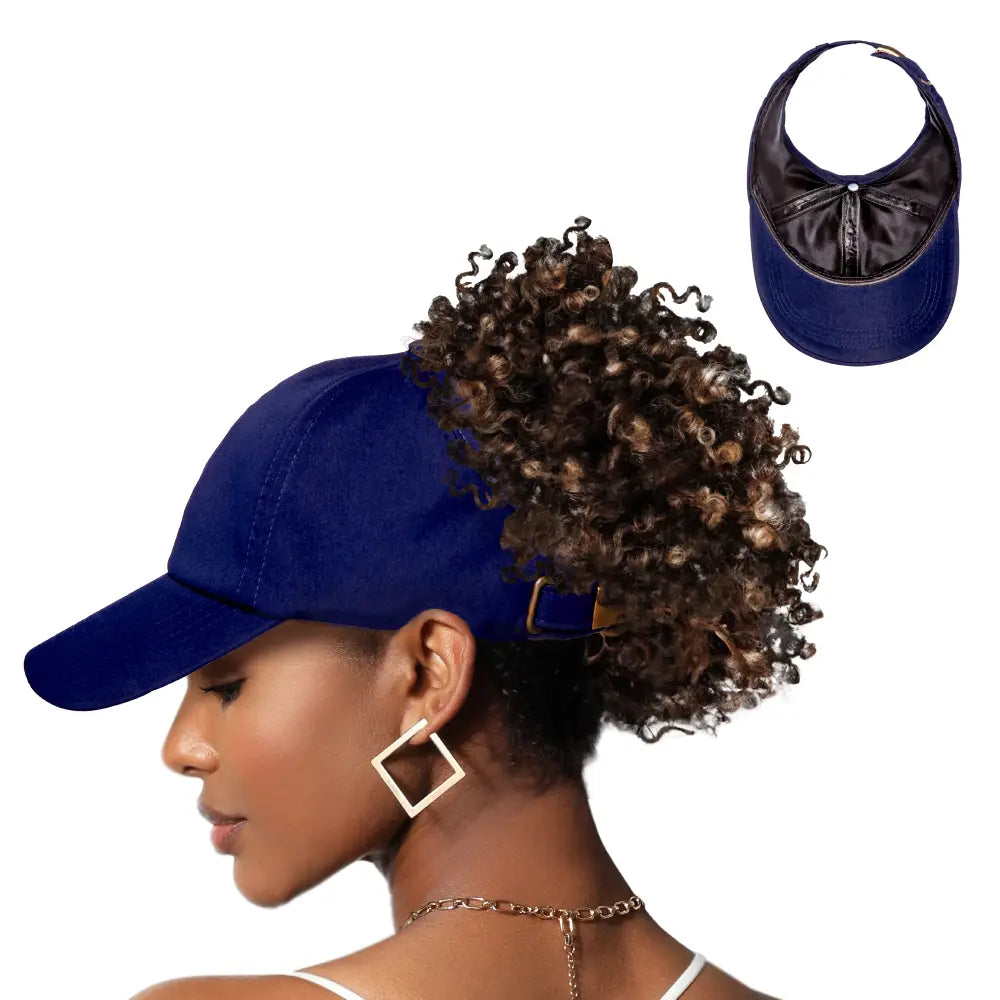 Arria Adjustable Satin Lined Backless Baseball Cap Navy