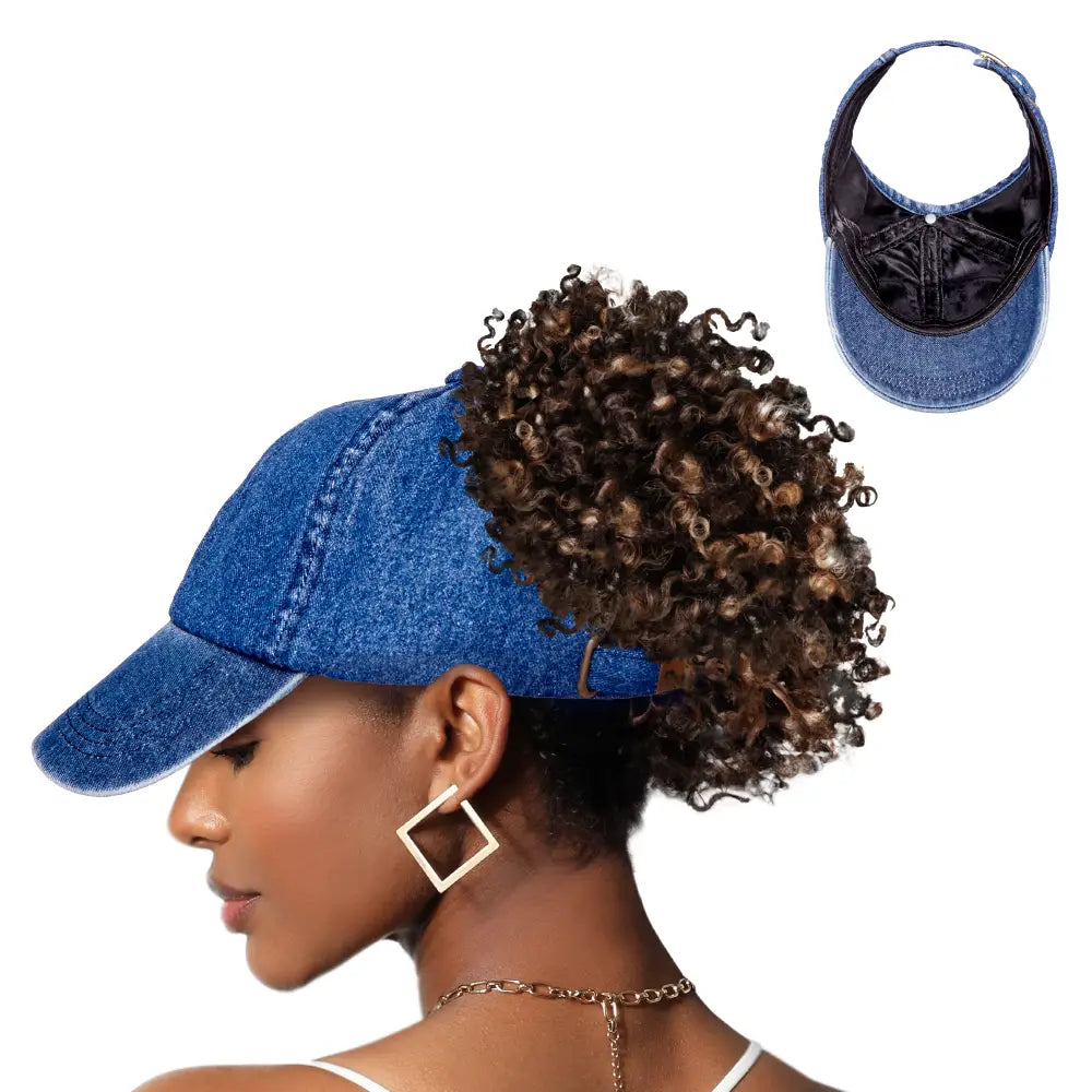 Arria Adjustable Satin Lined Backless Baseball Cap Denim