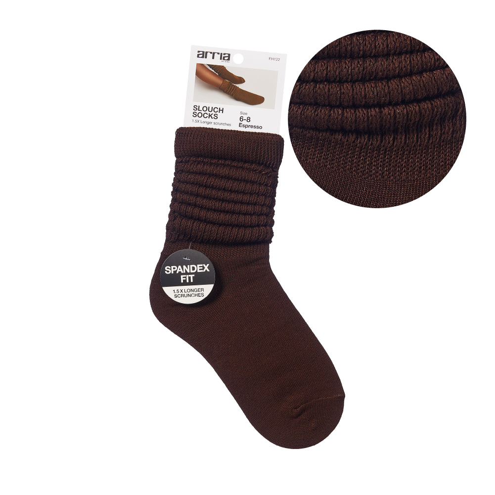 Arria Extra Long Soft Cotton Trendy Slouch Socks Espresso / 6-8