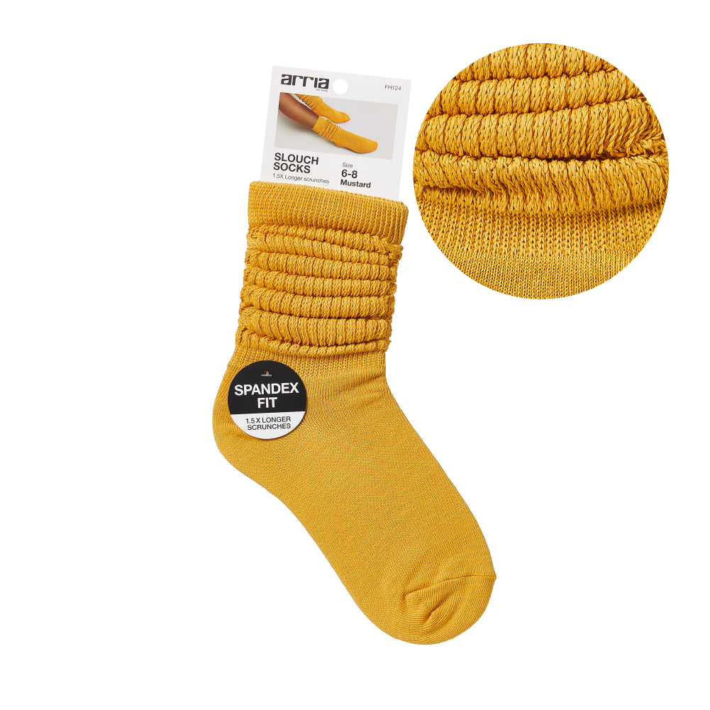 Arria Extra Long Soft Cotton Trendy Slouch Socks Mustard / 9-11