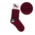 Arria Extra Long Soft Cotton Trendy Slouch Socks Burgundy / 6-8
