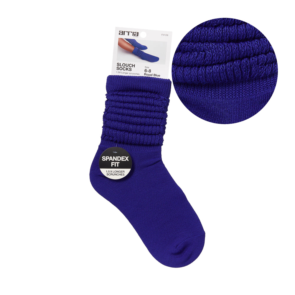 Arria Extra Long Soft Cotton Trendy Slouch Socks Royal Blue / 6-8