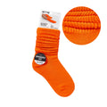 Arria Extra Long Soft Cotton Trendy Slouch Socks Neon Orange / 6-8