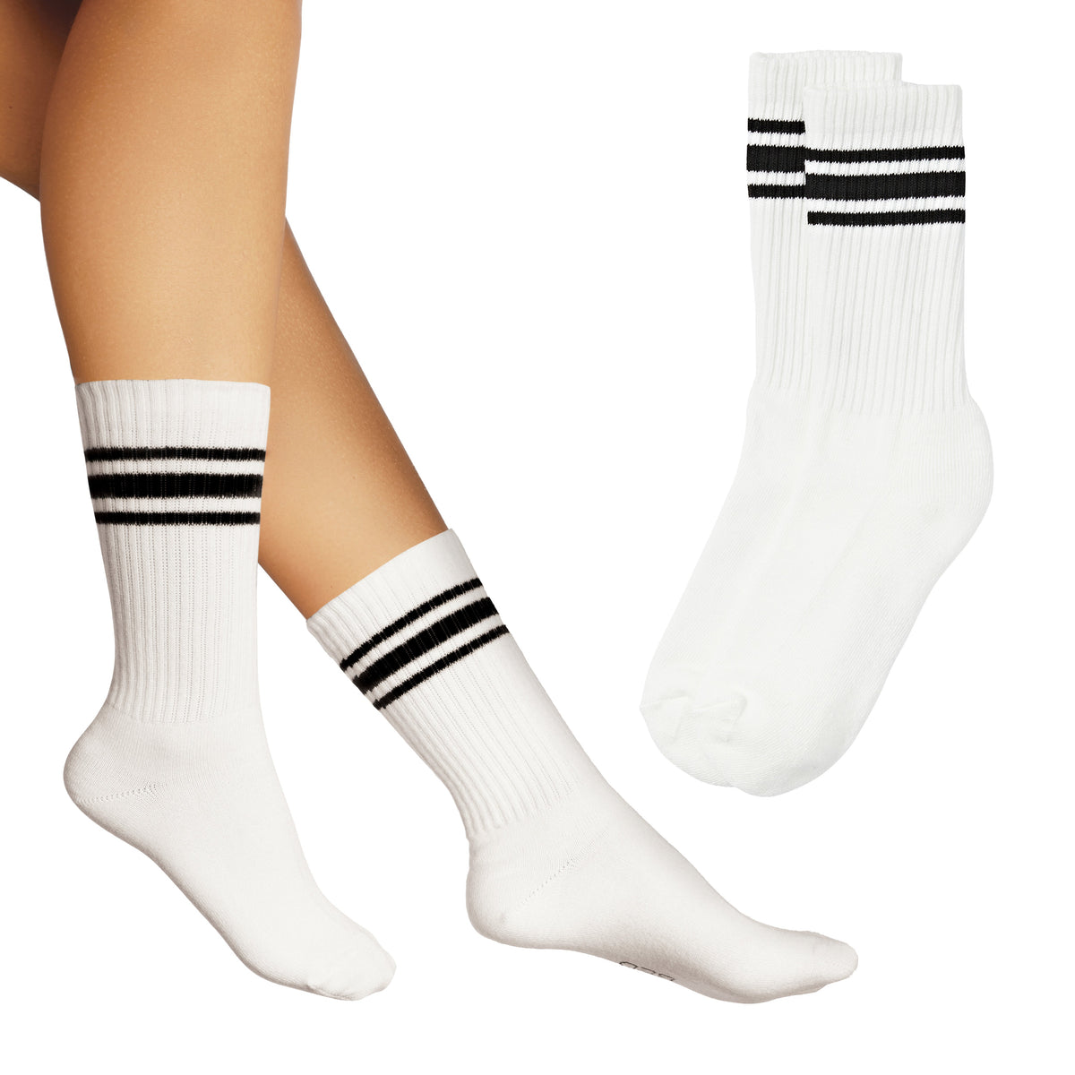 Arria Premium Cushioned Crew Socks - Everyday Cotton Blend Black