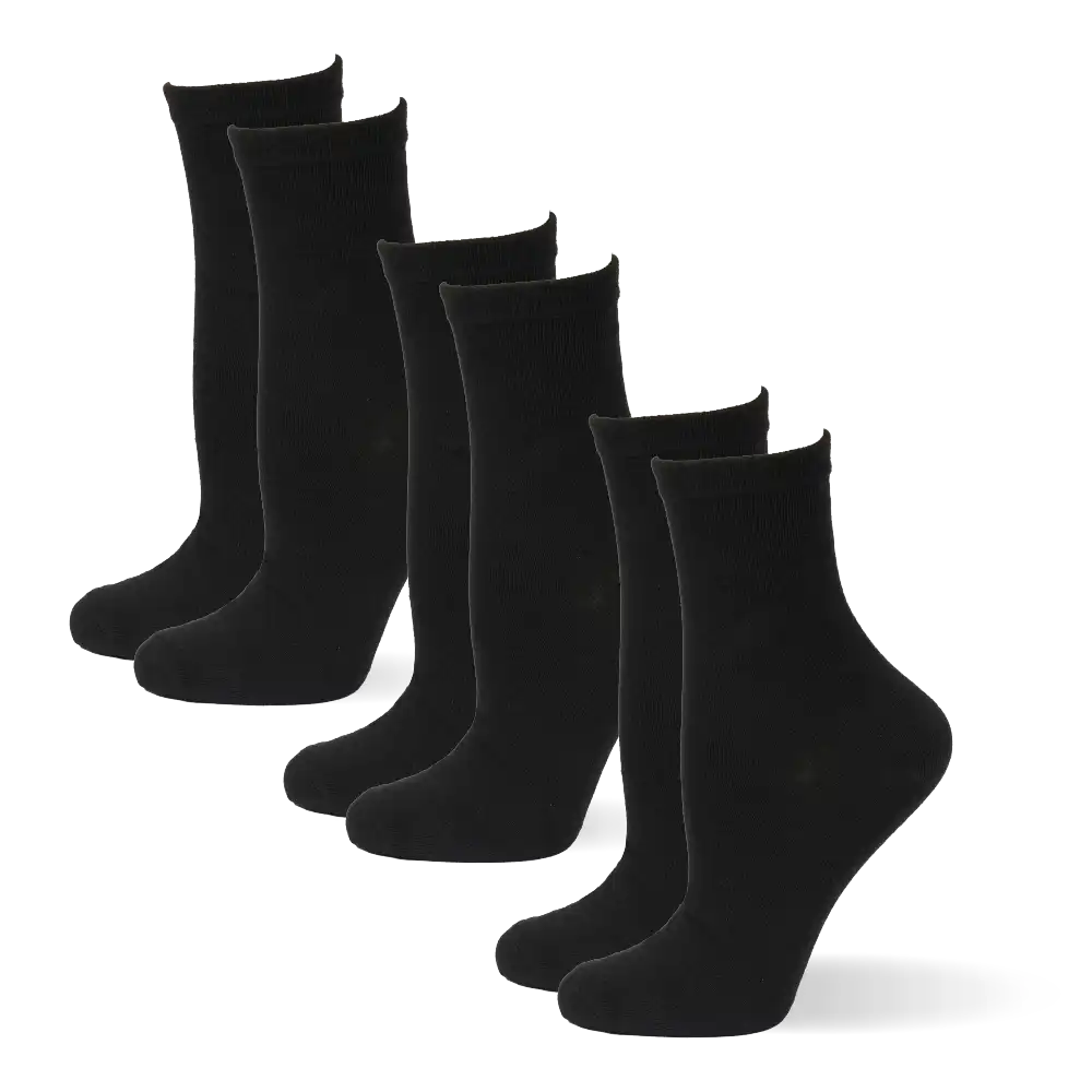 Arria 3?Pack Basic Socks ? Crew & Invisible No?Show Black / No Show Socks