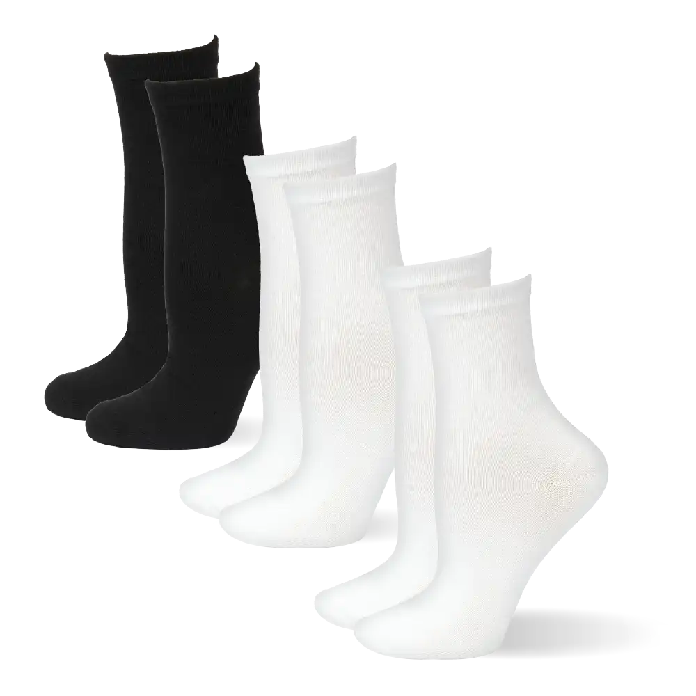 Arria 3?Pack Basic Socks ? Crew & Invisible No?Show White/Black / Crew Socks