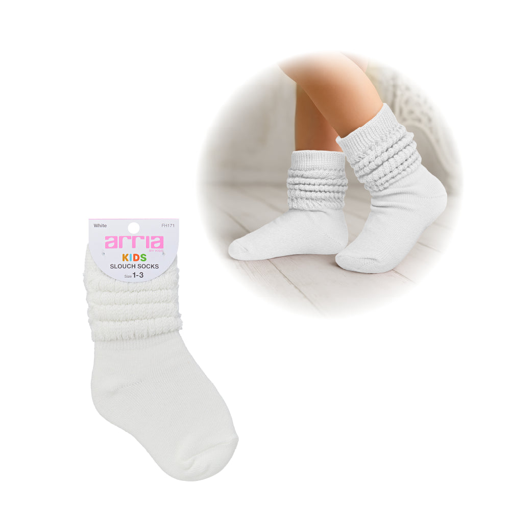 Arria Slouch Socks for Kids (13C?3Y) ? Extra-Soft, Breathable White