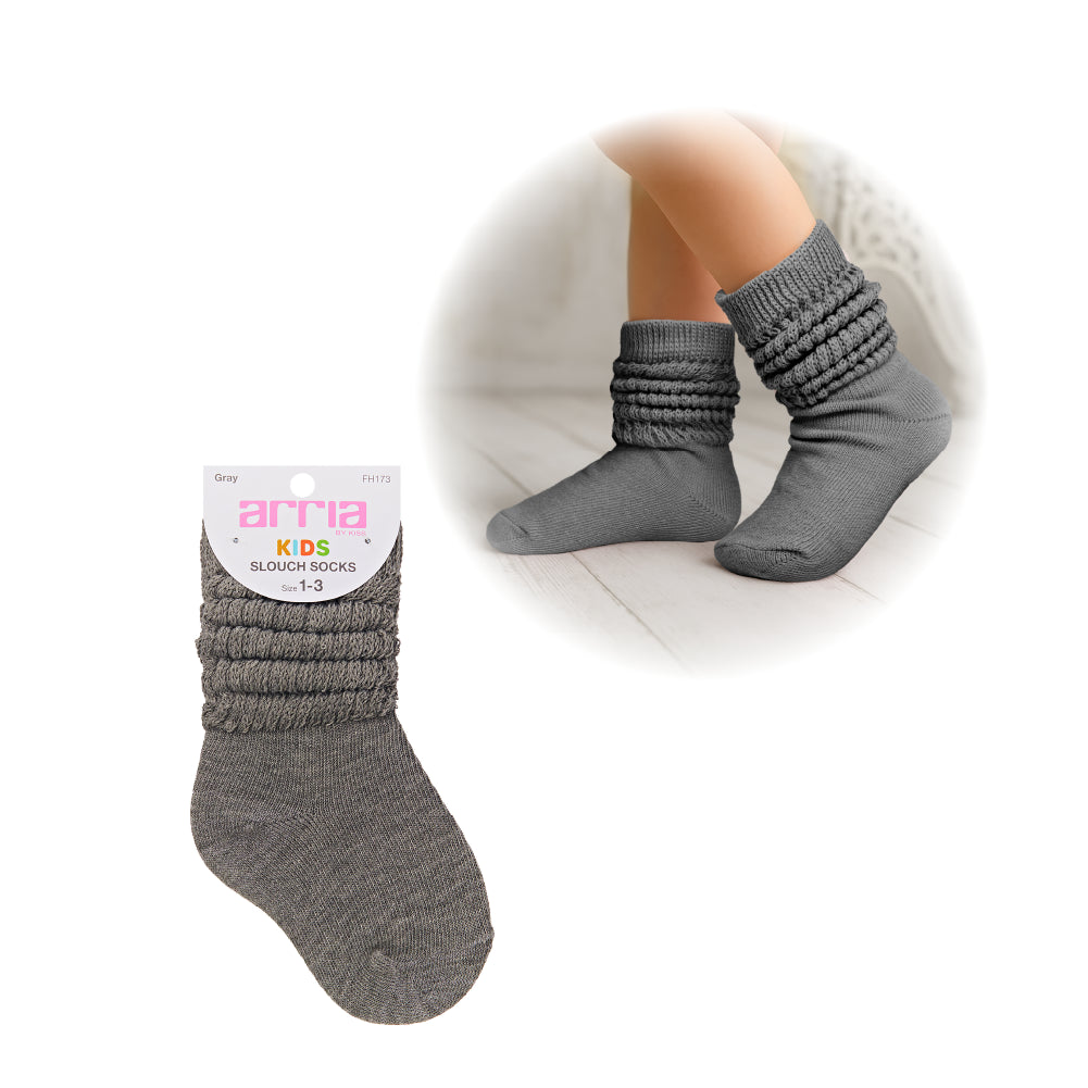 Arria Slouch Socks for Kids (13C?3Y) ? Extra-Soft, Breathable Gray