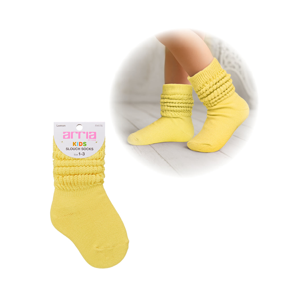 Arria Slouch Socks for Kids (13C?3Y) ? Extra-Soft, Breathable Lemon