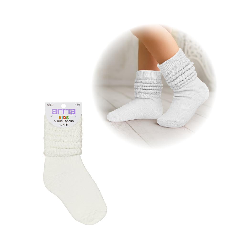 Arria Slouch Socks for Kids (3Y-5Y) ? Extra-Soft, Breathable White
