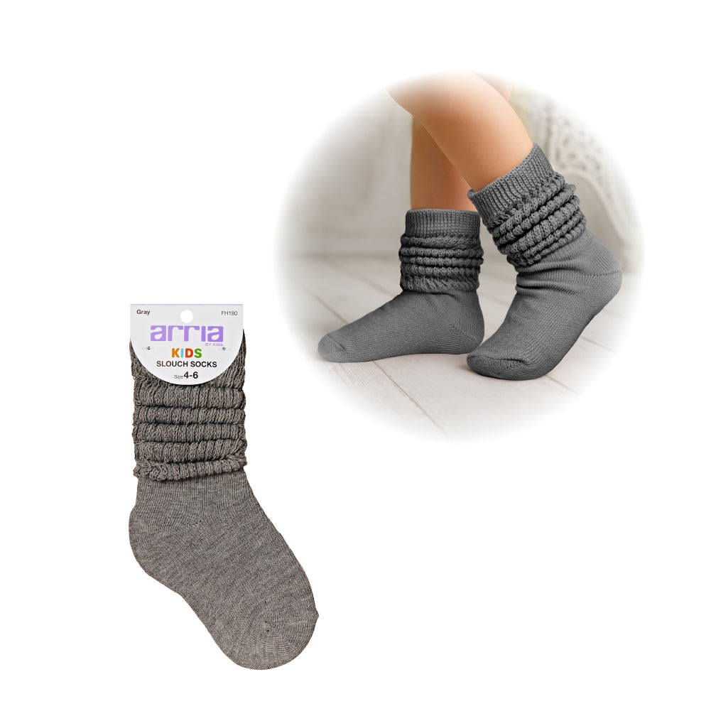 Arria Slouch Socks for Kids (3Y-5Y) ? Extra-Soft, Breathable Gray