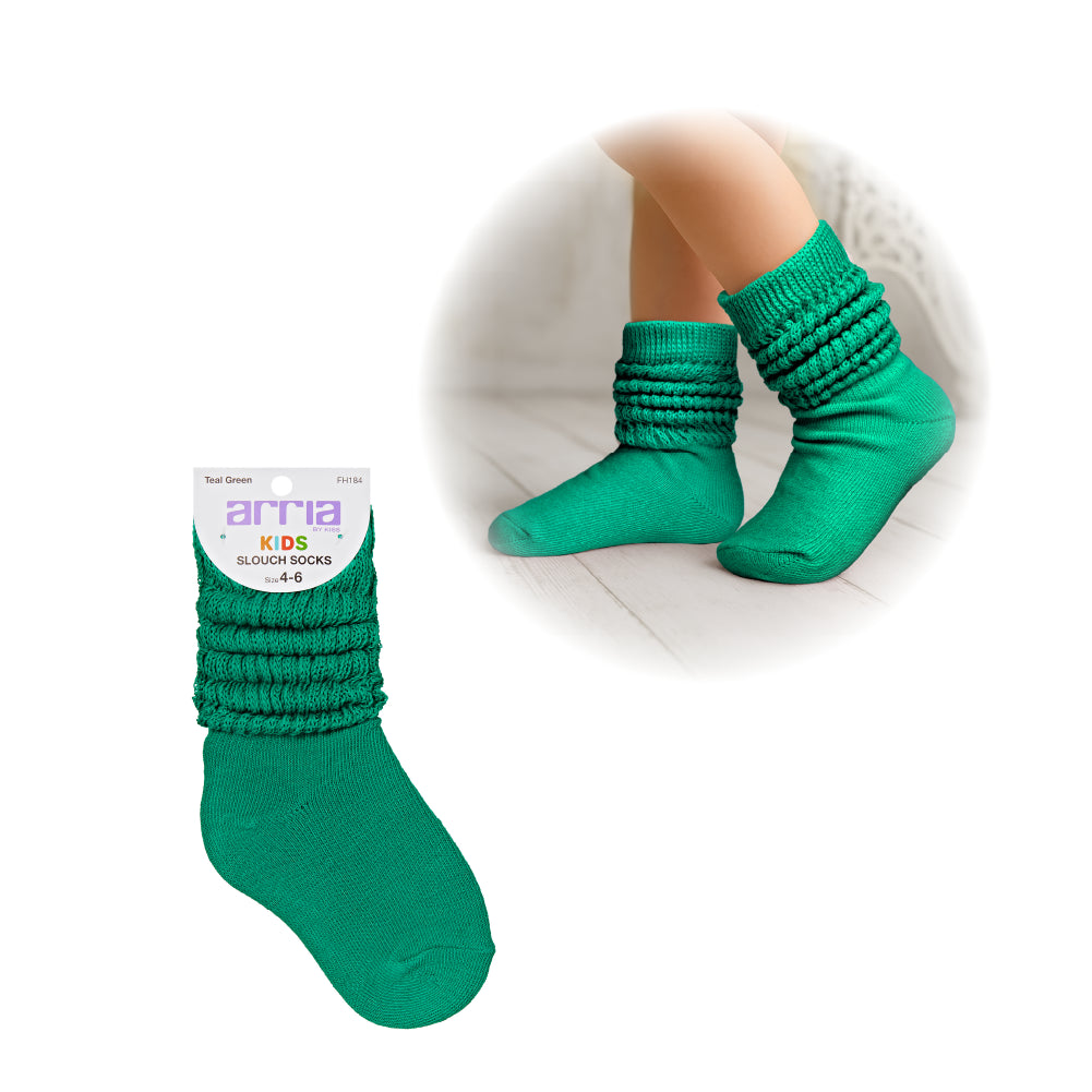 Arria Slouch Socks for Kids (3Y-5Y) ? Extra-Soft, Breathable Teal Green
