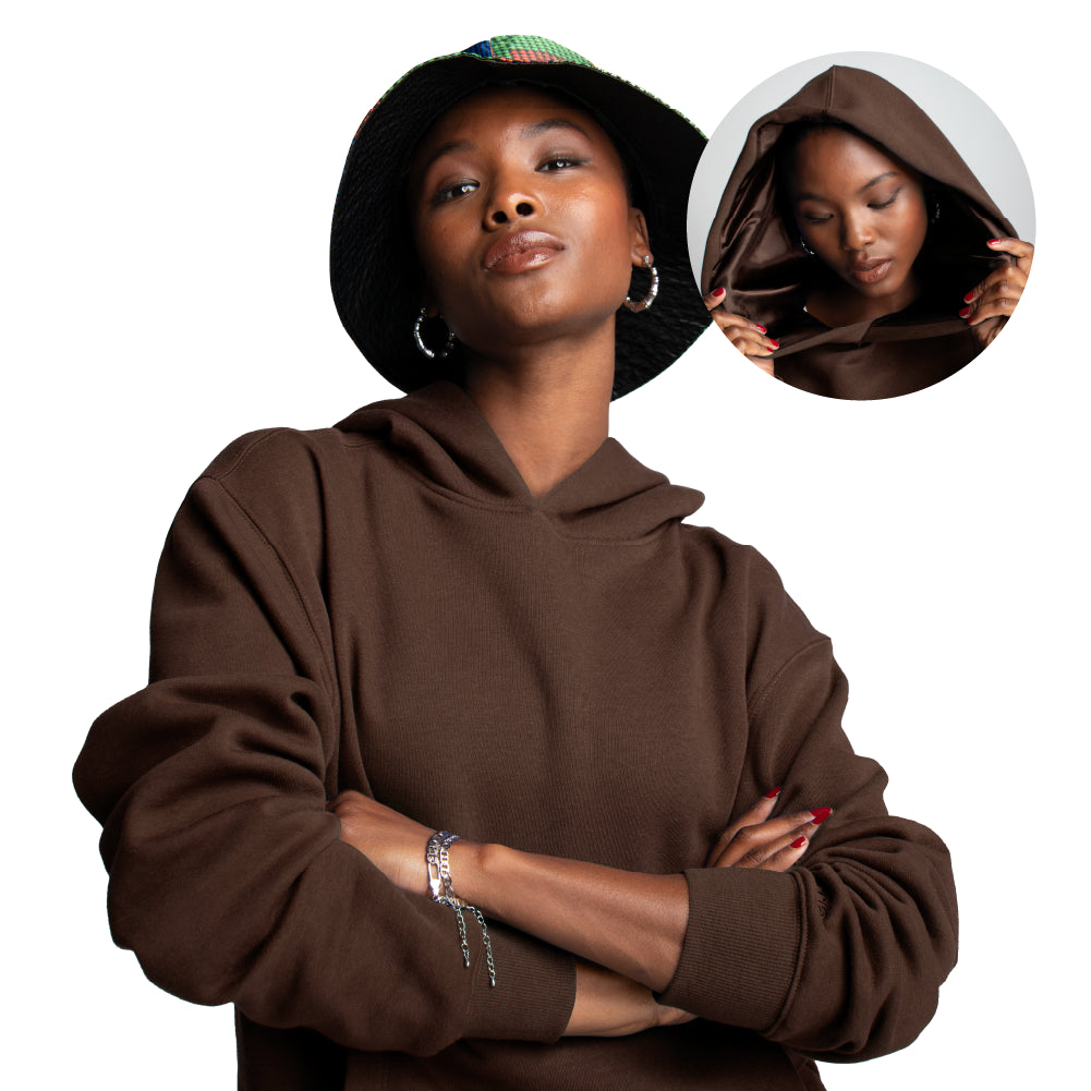 Arria Satin-Lined Hoodie ? Frizz-Free Hair Protection Espresso / X-Large