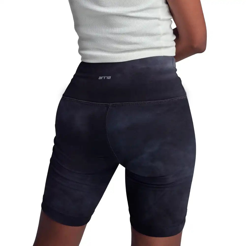 Arria Women?s High Rise Biker Shorts ? Buttery Soft, Tummy Control, Stylish Activewear Black Marble / Medium