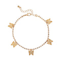 Arria 14K Gold Plated Butterflies Rhinestone Chain Anklet
