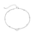 Arria Premium White Gold Tone Layered Heart Charm Chain Anklet