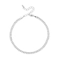 Arria Premium White Gold Tone 4mm Textured Curb Chain Anklet