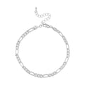 Arria Premium White Gold Tone 5.2mm Textured Figaro Chain Anklet