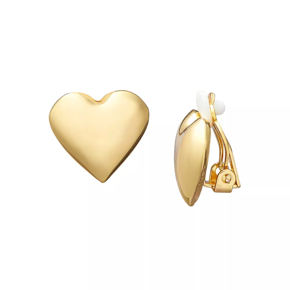 Arria Lustrous Gold Plating Heart Clip-On Earrings ? 16mm