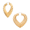 Arria Gold Tone Bamboo Leaf Hoop Earrings ? 55mm