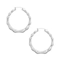Arria White Gold Tone Bamboo Hoop Earrings - 70mm