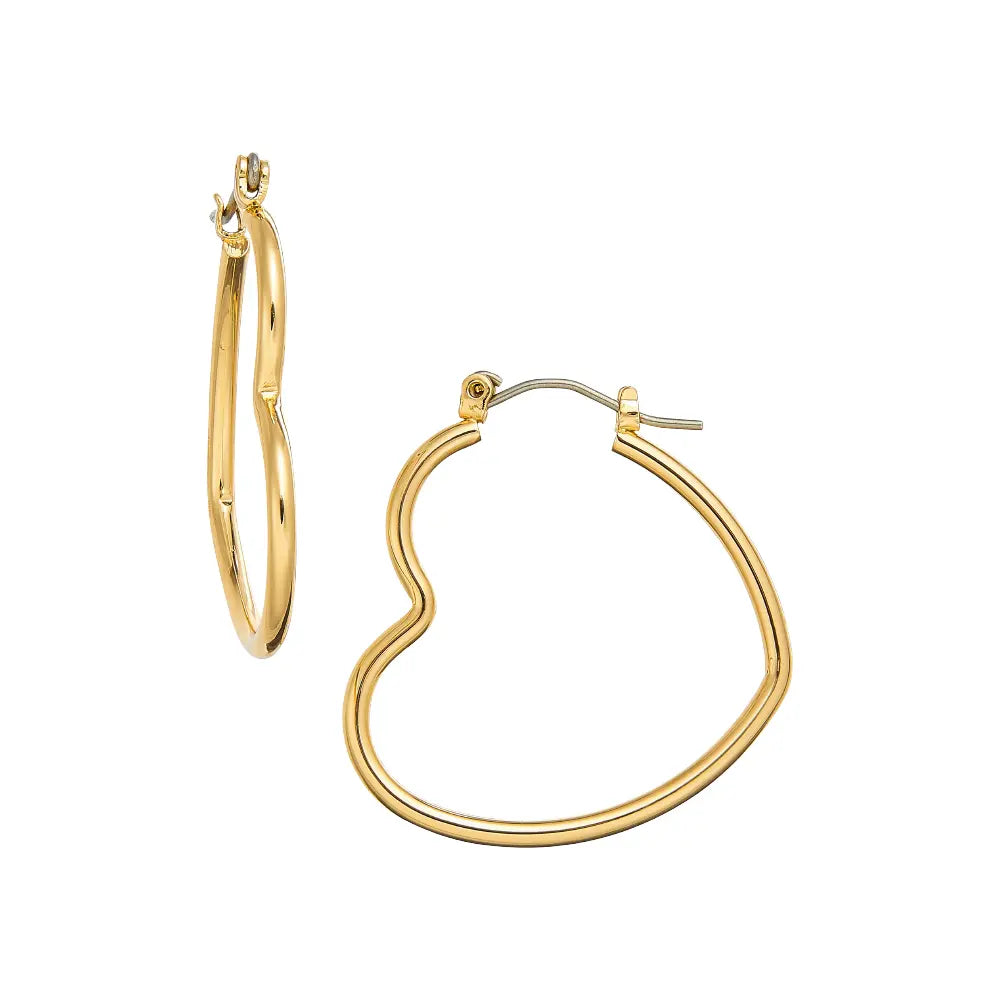 Arria Pincatch Heart Hoop Earrings in Gold Tone ? 28mm