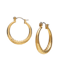 Arria Gold Textured Classic Hoop Pincatch Earrings 25mm