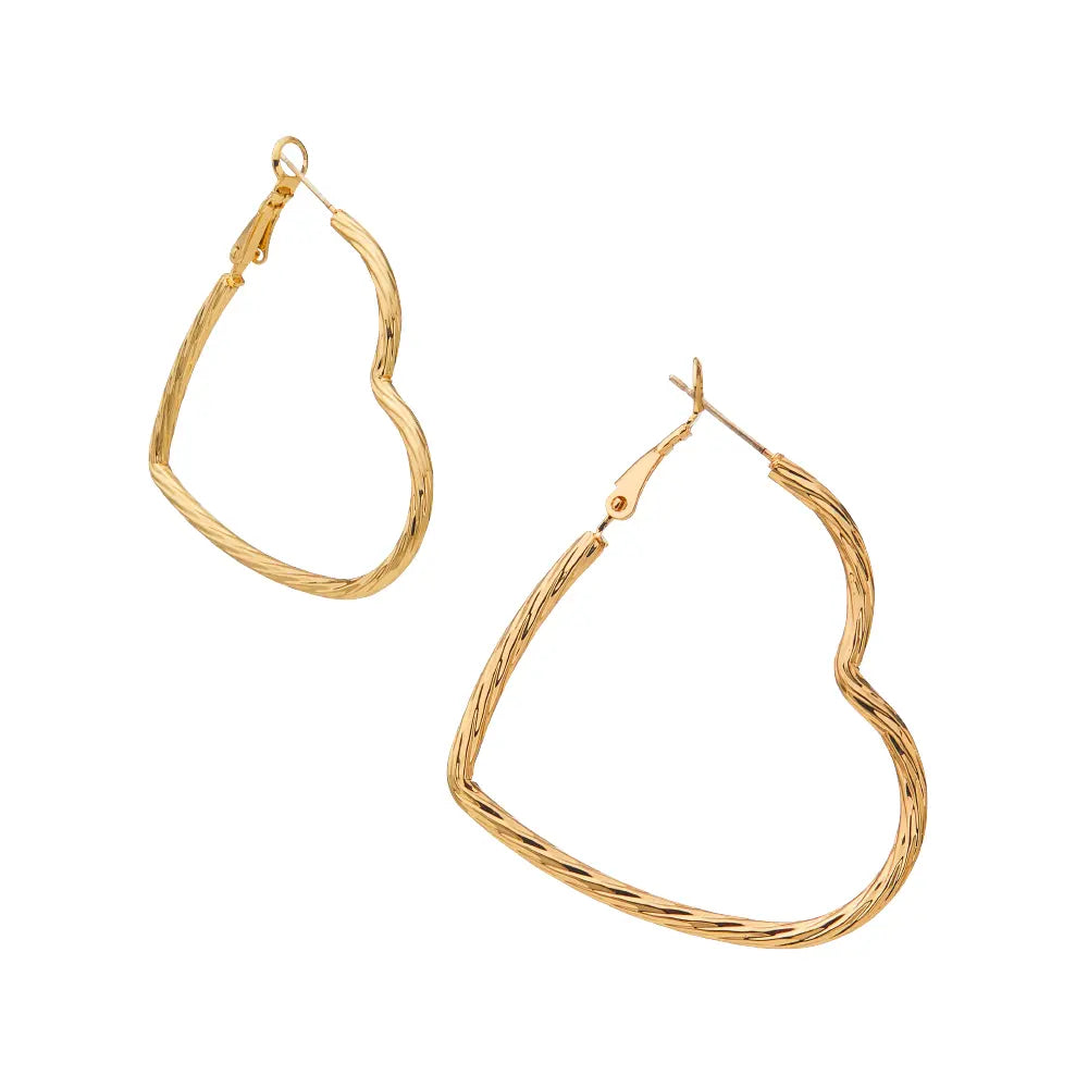 Arria Heart-Shaped Open Hoop Earrings in Gold Tone ? 40mm