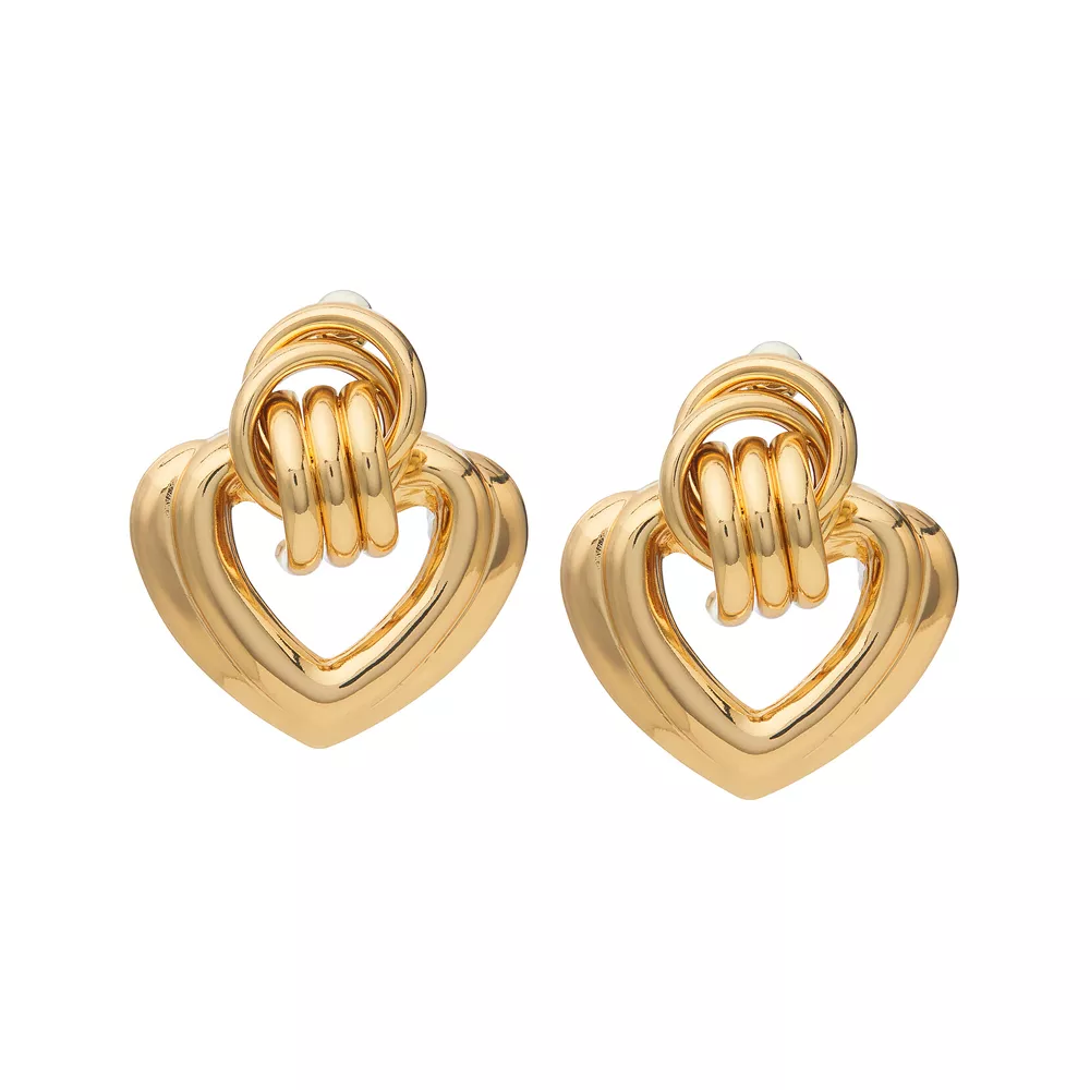 Arria Gold Knot Heart Oversized Earrings with Pincatch ? 32.5?38mm