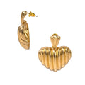 Arria Ribbed Heart Earrings in Gold Tone ? 29?35.5mm