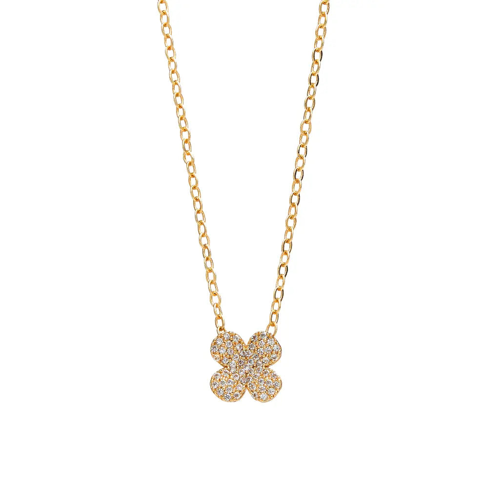 Arria 18K Gold Plated Cubic Zirconia Clover Pendant Necklace