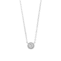 Arria Premium White Gold Tone Cubic Zirconia Round Button Pendant Necklace