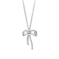 Arria Premium White Gold Tone Cubic Zirconia Coquette Bow Pendant Necklace
