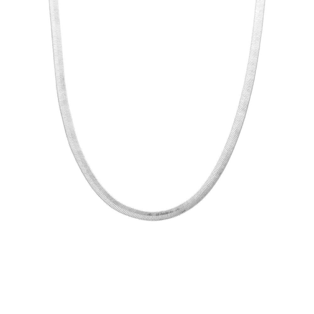 Arria Premium White Gold Snake Herringbone Chain Necklace