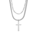 Arria Premium White Gold Cross Pendant Layered Necklace