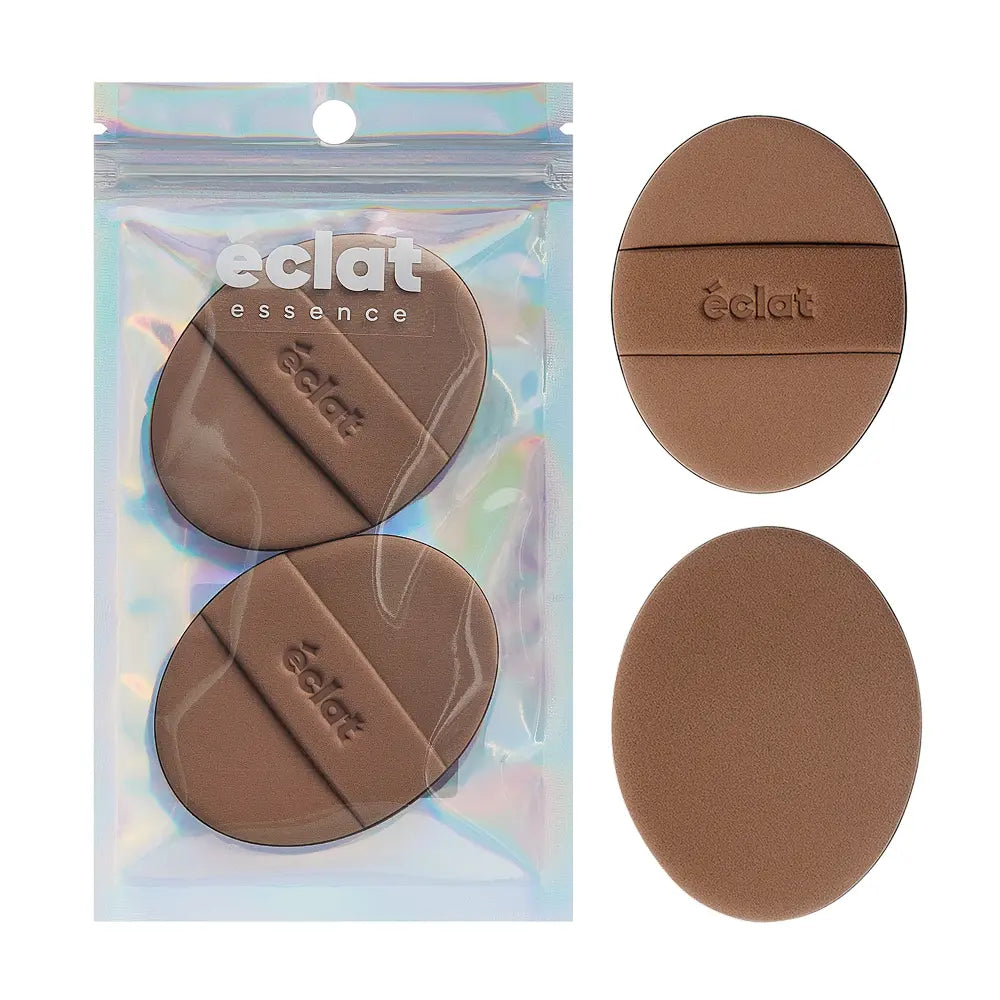 éclat Rubycell Oval Cushion Puff Set 2pcs – Latex Free Foundation & Finger Puffs Mocha
