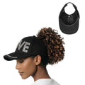Arria Backless Baseball Cap - Satin Lined Ponytail Hat for Curly & Natural Hair - Adjustable Open Back Sun Hat for High Bun, Updos & Top Knots Black Love