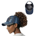 Arria Backless Baseball Cap - Satin Lined Ponytail Hat for Curly & Natural Hair - Adjustable Open Back Sun Hat for High Bun, Updos & Top Knots NY