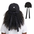 Arria Satin-Lined Backless Baseball Cap with Adjustable Bow Tie ? Hair Protection for High Ponytails & Buns Black