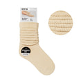 ARRIA Extra Long Soft Cotton Trendy Slouch Socks ? Classic Everyday Neutrals, 80s Retro Heavy Scrunch Beige / 6-8