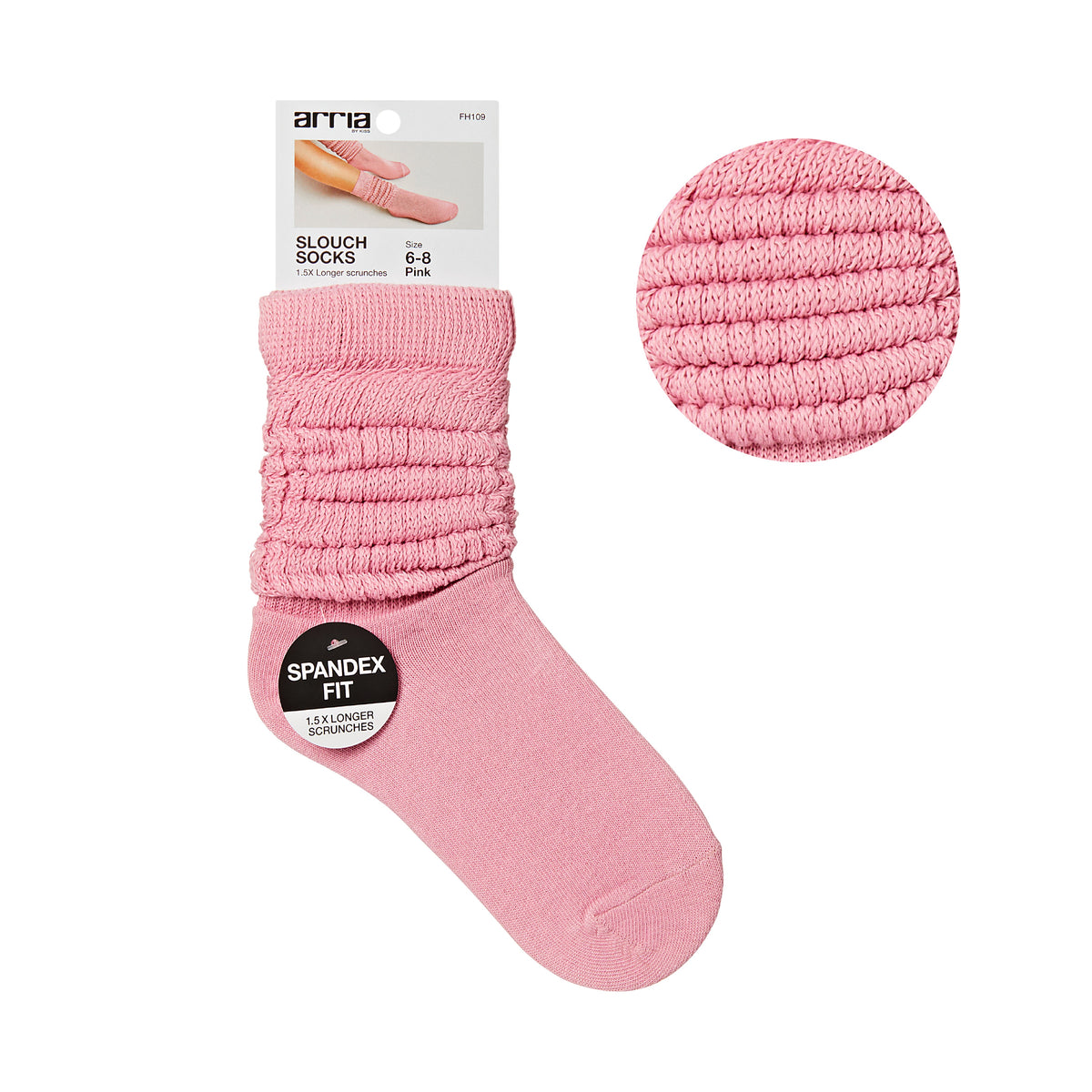 ARRIA Extra Long Soft Cotton Trendy Slouch Socks ? Classic Everyday Neutrals, 80s Retro Heavy Scrunch Pink / 6-8
