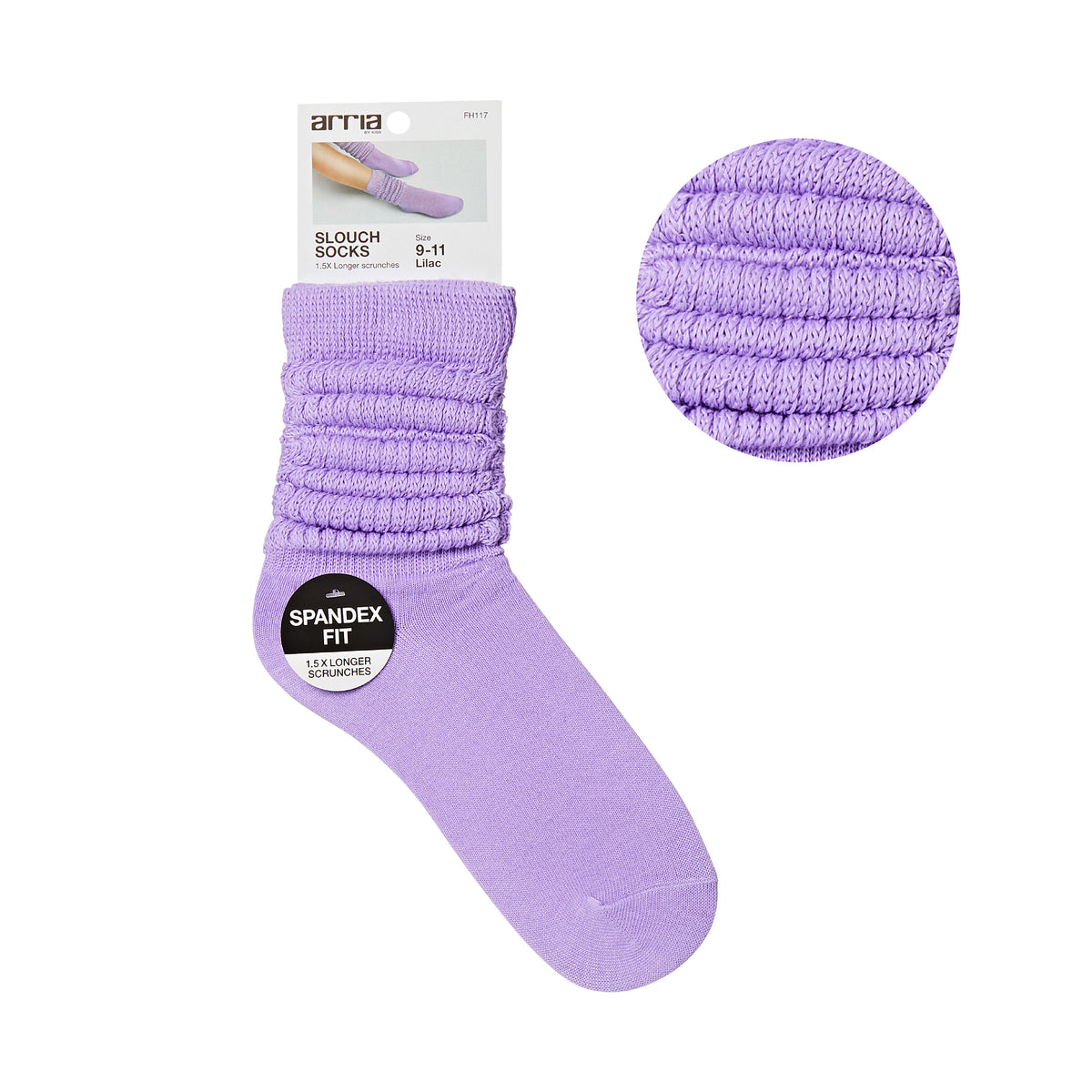 ARRIA Extra Long Soft Cotton Trendy Slouch Socks ? Classic Everyday Neutrals, 80s Retro Heavy Scrunch Lilac / 9-11